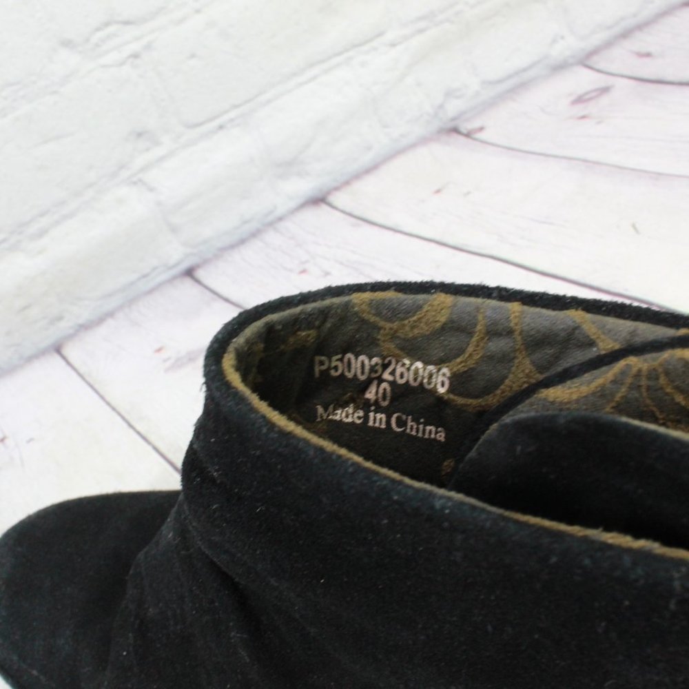 FLY London Yama Black Suede Wedge Ankle Bootie Boot Size 40 US 10 - Picture 7 of 9